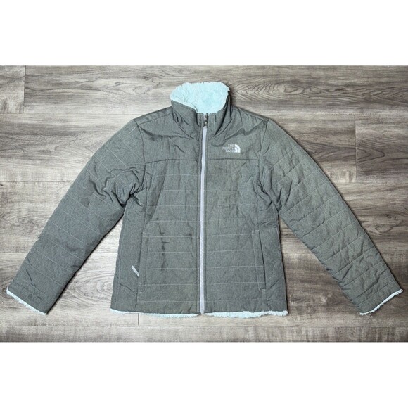 The North Face Reversible Insulated Jacket Youth M 10/12 Gray & Mint Green - Picture 1 of 6